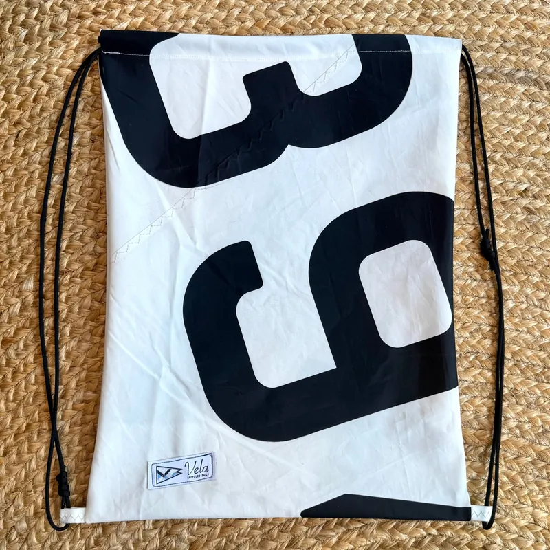 Vela drawstring bag, giant black sail numerals